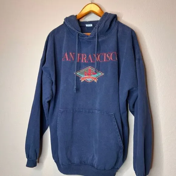 vintage 90s San Francisco California embroidered hoodie by the brand Crazy Shirt