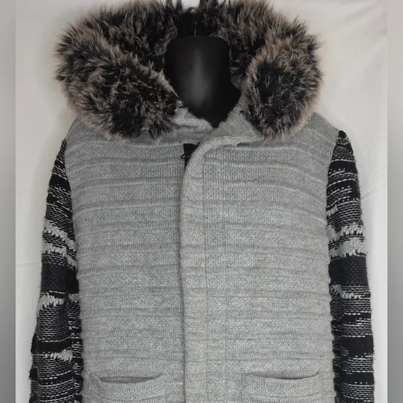 LCR Black Edition Gray Black Hooded Sweater Jacket Slim Size Large BW-3175
