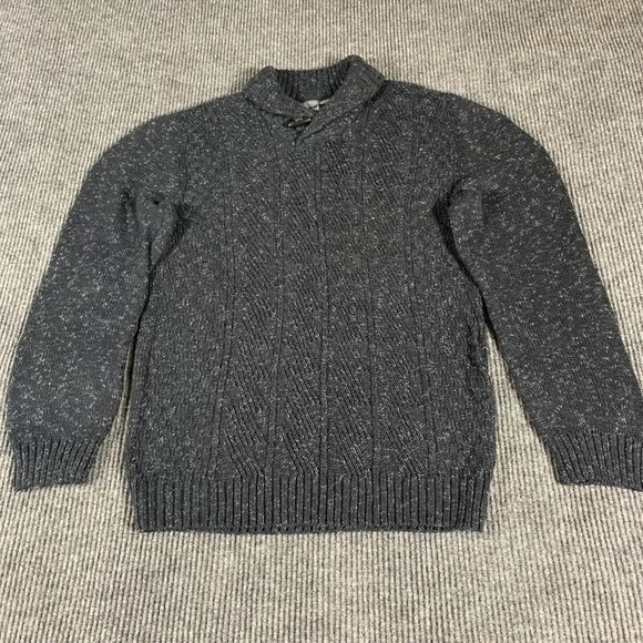 Method Sweater Men's Extra Large Blue Cable Knit Collared Toggle Cotton Blend‎