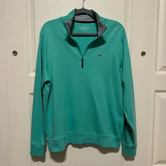 Vineyard Vines Men's Teal Zip-Up Sweater