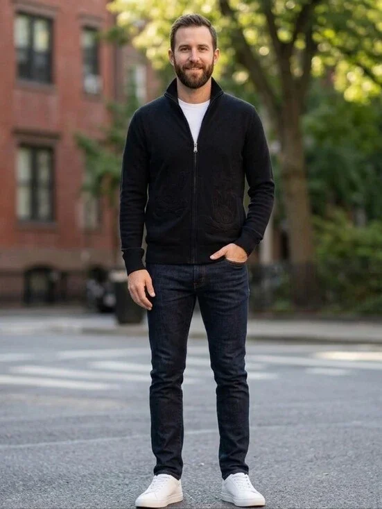 Psycho Bunny Men's Black Full-Zip Knit Sweater Blazer Size XS long Sleeave Cotto