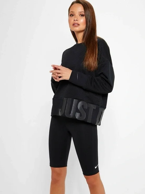 Nike Just Do It Ribbed Pullover Sweatshirt Navy