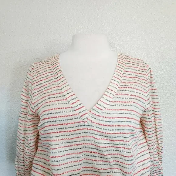 Anthro's Postcard Red & Blue Striped Blouse Size 4