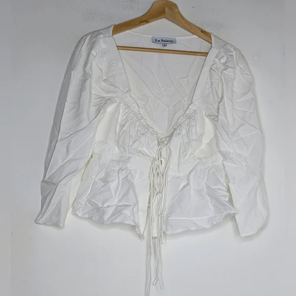 Anthropologie En Saison Azra Puff-Sleeve Peplum Top size small