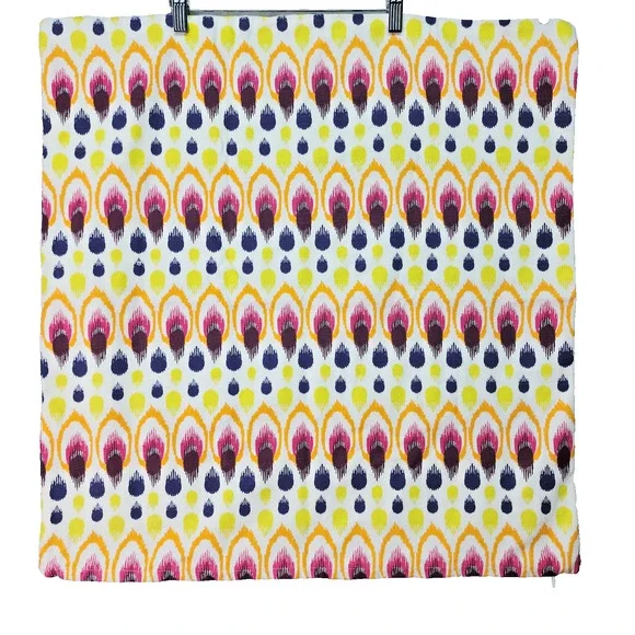 IKEA Jassa Pillow Cover 26x26 White Multi Color Purple Orange Blue Green Geometr