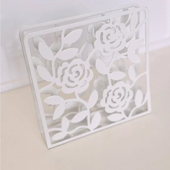 IKEA LIKSIDIG *Discontinued* Metal White Floral Napkin or Office Envelope Holder
