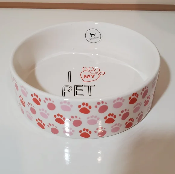 Park Life Designs White Paw Prints Pet Bowl