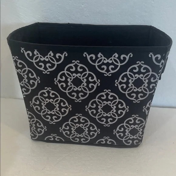 Damask Decorative Basket tote utility bin handles packing cube black white