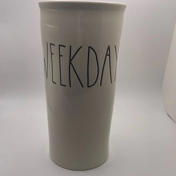 Rae Dunn - Weekday - Long Porcelain container/vase