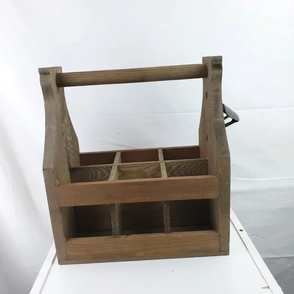 Wooden Hungry Mans Fuel Kits Divided Holder with Bottle Cap Opener
