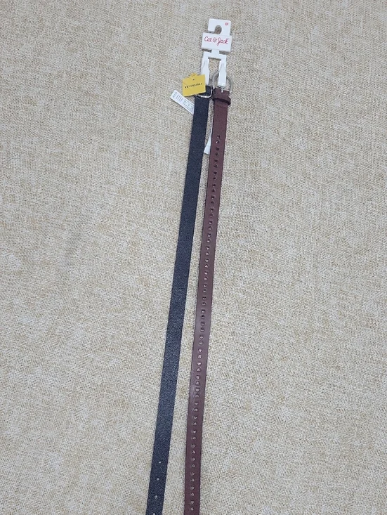 Cat & Jack Girl's Black and Brown Dual Belt Set