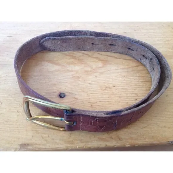 Vintage Leather Handtooled Embossed Girl Scout Belt w/ Brass Buckle 31