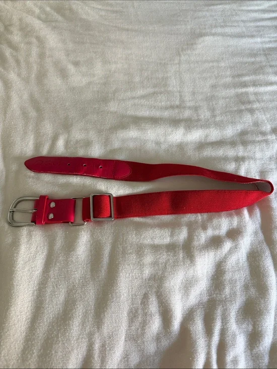 Baseball- BOYS Red Stretch Webbing Belt with Silver Buckle