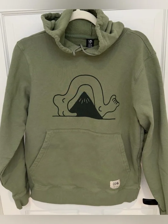 Mountain Hardwear Olive Green Crewneck Hoodie with Mountain Graphic