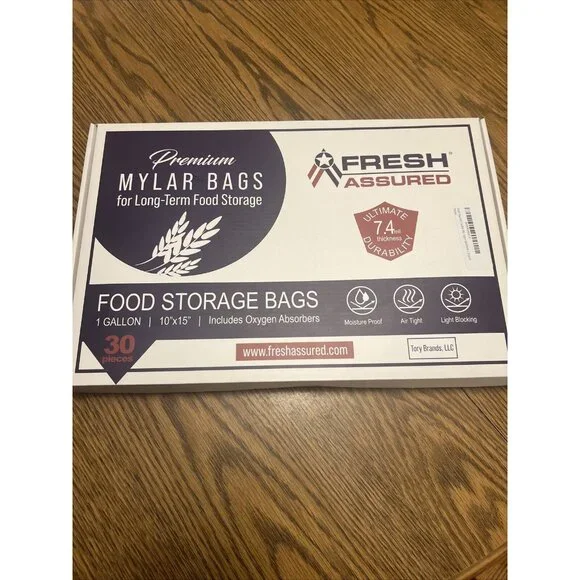 Fresh Assured Premium Mylar Bags 30pcs 1gallon Perfect For Food Storage DR8