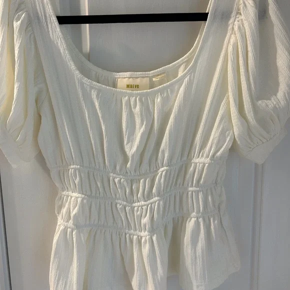 Maeve by Anthropologie White Puff Sleeve