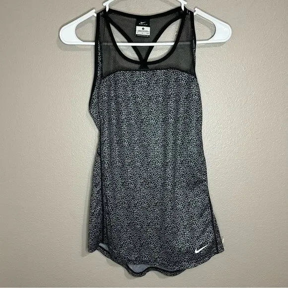 Nike y2k leopard print mesh racerback athletic tank top women’s size small