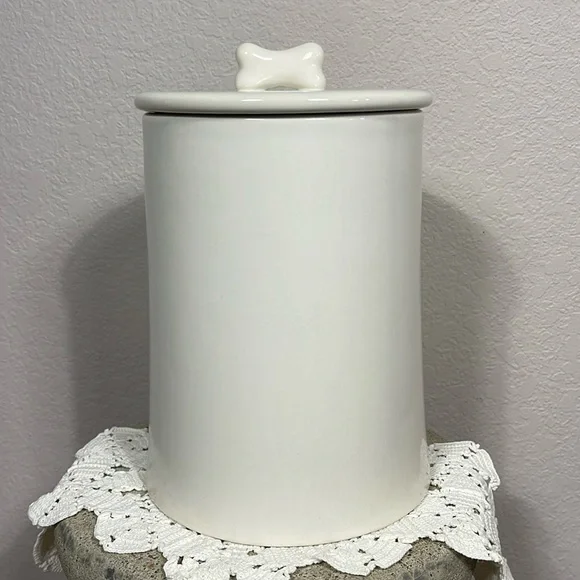 Pottery Barn Pet Treat Jar Pet Food Storage With Bone Lid
