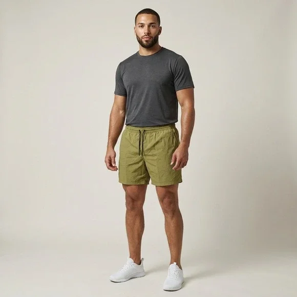 Everlane ReNew‎ Swim Short Mens XL Olive Green Recycled Nylon 7 Inch Inseam