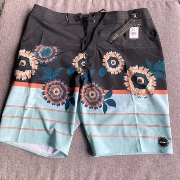 Water Resistant Hyperfreak Stretch Swim Boardshorts, 20 Inch Out seam, Size 34