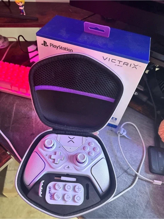 White PlayStation-Compatible Gaming Controller with Case