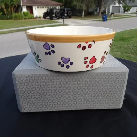 Tabletops Gallery Pawprints Pet Bowl 7
