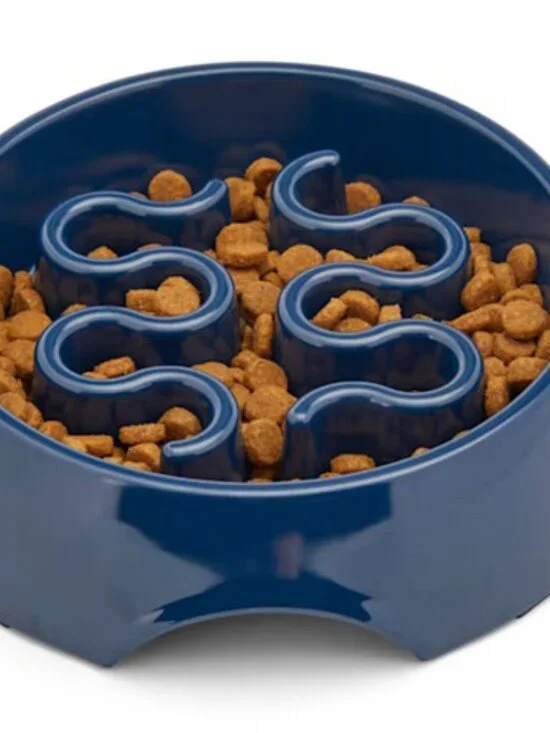 Slow Feeder Pet Bowl Navy Blue 7