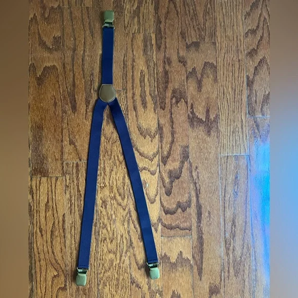 Janie and Jack Navy Suspenders with Brass Clips