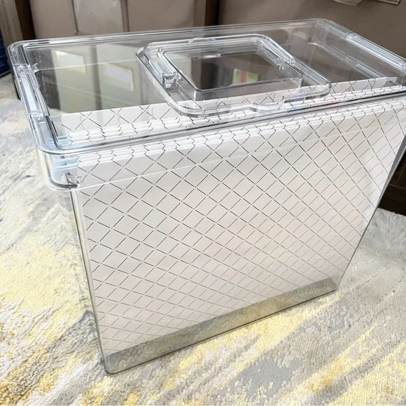 Clear Letter Hanging File Folder Storage Case with Latching Lid & Handle