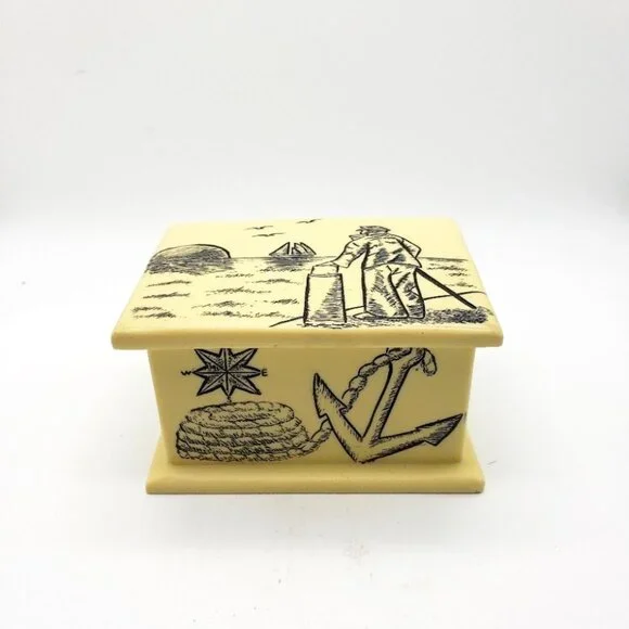 Etched Trinket Box Sailor Sailboat Anchor Design 1999