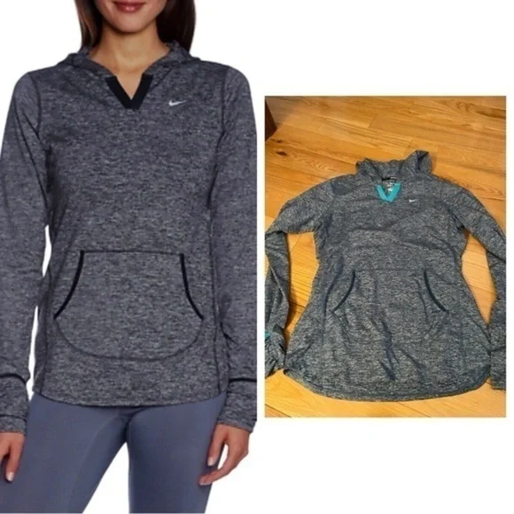 Nike Dri-Fit Element Hoodie in size M, EUC- color is blue/green heathered