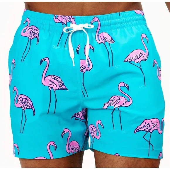 Chubbies Mens XXL Swim Trunks‎ Turquoise Pink Flamingo Print 5.5 Inch Inseam NWT