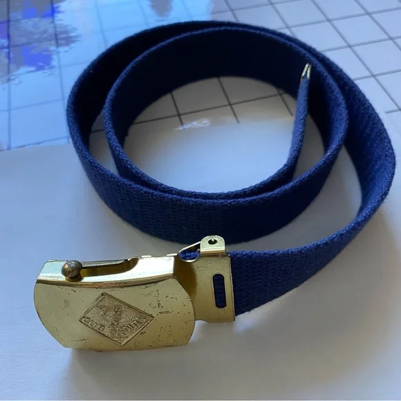 Cub Scouts Vintage Navy Woven Belt With Brass Buckle