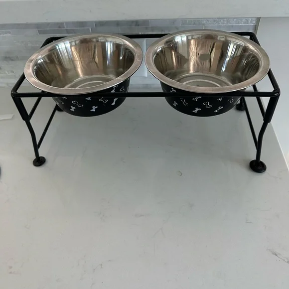 Stainless Steel Double Pet Bowl with Stand