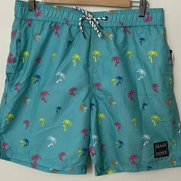 NWT M, L Maui and Sons Men’s Pool Shorts – Palm Beach Tropical Swim Trunks