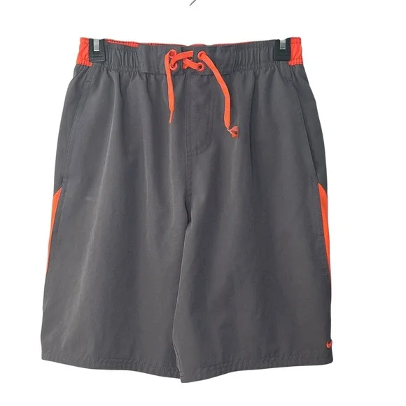 Nike Men's‎ Swim Trunks Gray & Orange Athletic Shorts Size Small