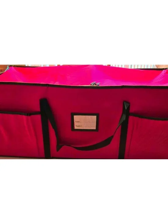 Large Red Ornament Storage Bag Handles Pockets Zipper Closure 24.4