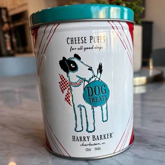 Dog Treat Container - White and Blue