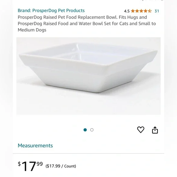 Prosper Dog Pet Food Replacement Bowl, Food Water Bowl Cats, Small Medium Dog