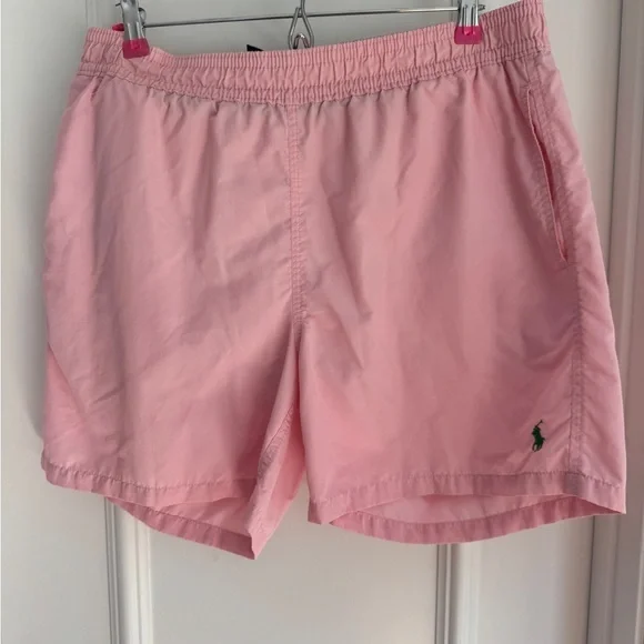 Vintage Ralph Lauren Polo Sport Swim Trunks Mens Large Shorts Pink Mesh