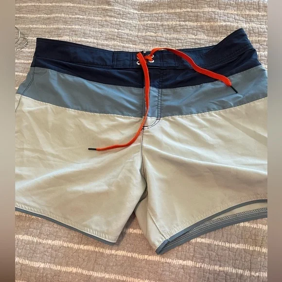 Men's Lands' End swim shorts trunks mesh color block size 36 Like New blue