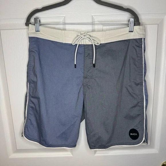 RVCA Men's Swim Board Shorts - Blue and Gray Size 34 Waist GUC