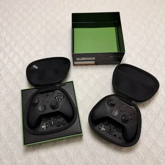 Bundle of 2 Xbox Elite Series 2 Wireless Controller - Black Box w/ Case + Acc
