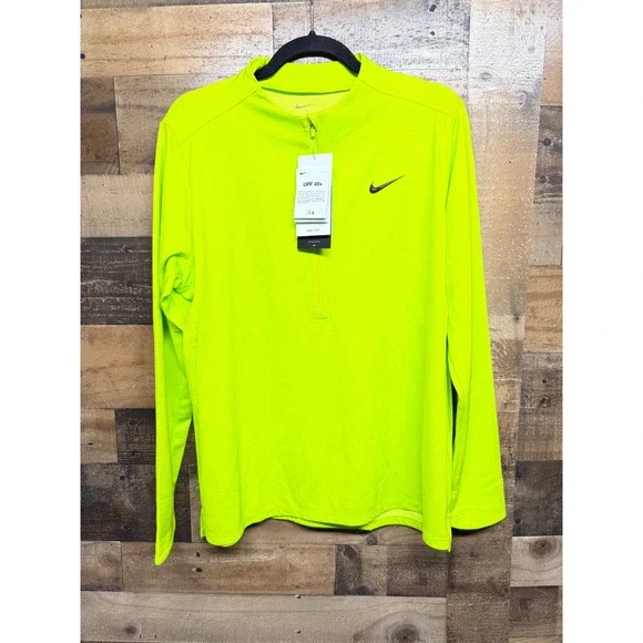Nike Golf Dri-FIT UV Victory Half-Zip Neon Yellow Volt Pullover DX1491-389 L