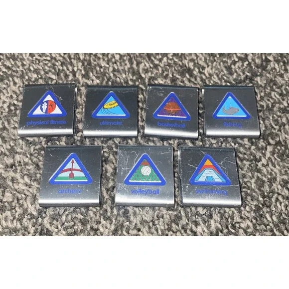 Boy Scout Cub Scout Belt 7 Mixed Merit Activity Slides Metal Badges
