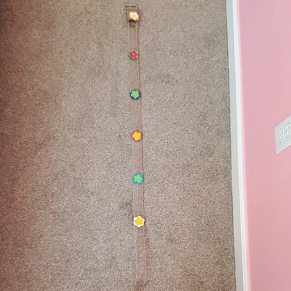 Clear Belt With Colorful Flowers