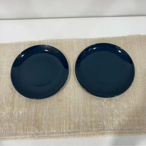 IKEA Salad Plates Lot of Two Elegant Cobalt Blue Glazed Size 8