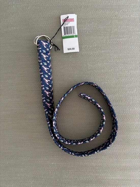 Vineyard Vines Navy and Pink Lobster Pattern Belt