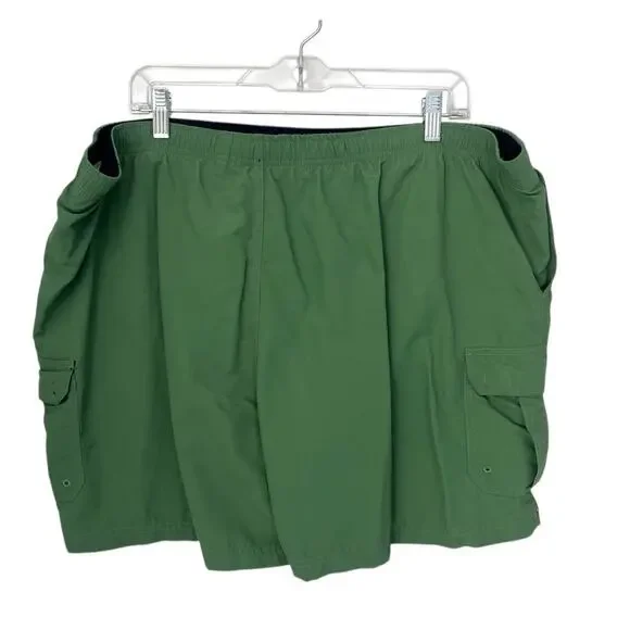 L.L. Bean Cargo Swim Trunks Green Lined Pockets Beach Pool Vacation Resort XL