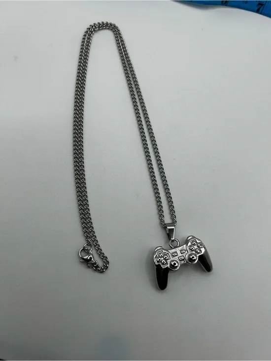 Stainless Steel Silver Game Controller Pendant Necklace